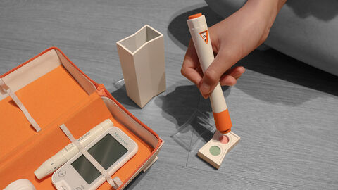 Ein Injektionsset für Insulinpflichtige Kinder.